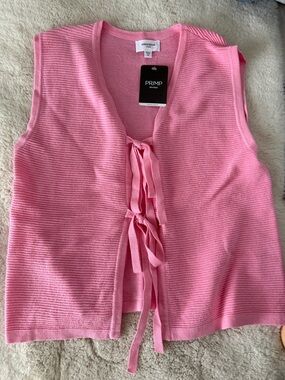 ANNIE Pink Tie-Front Ribbed Knit Vest